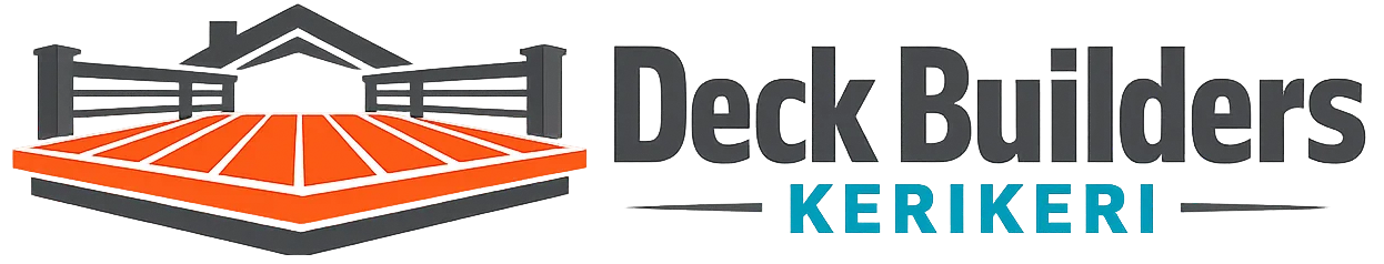 Official company logo featuring a modern deck icon and text for deck builders Kerikeri.